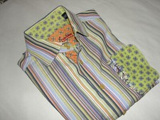 Robert Graham Men's Stripe Multi Color Dress Shirt Sz- L