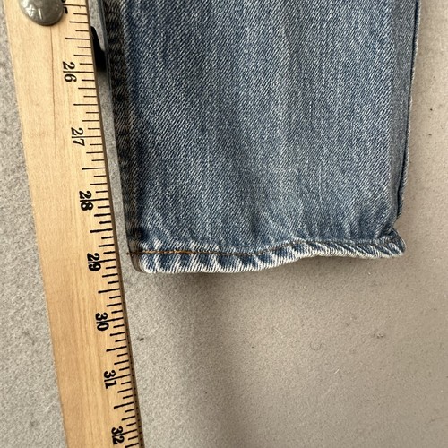 VINTAGE Levis Jeans 18 Medium Straight Fit Light Wash Denim Orange Tag Leather - Picture 14 of 14