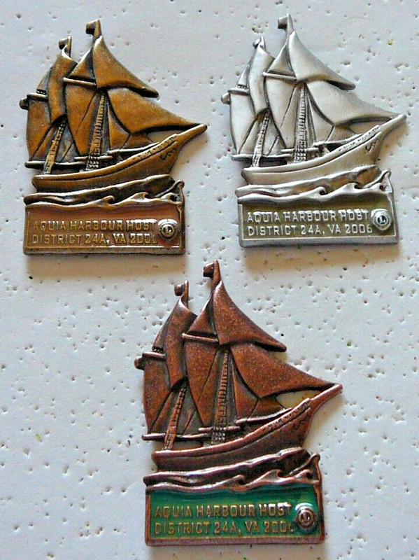 Lions Club Pins - SAILING SHIPS FROM AQUIA HARBOUR LIONS CLUB, VA