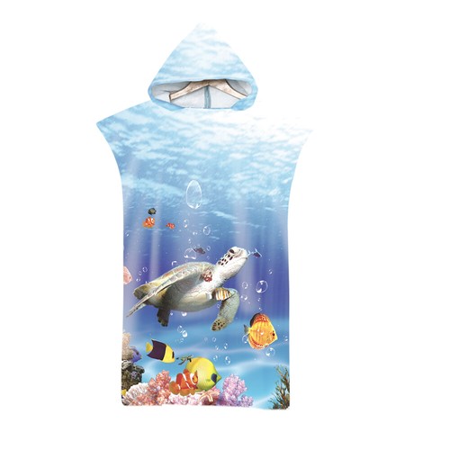 Sea Turtle Dolphin Whale Penguin Hooded Poncho Towel Swim Beach Changing Robe - Picture 21 of 36