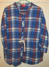 EMS Eastern Mountain Sports Womens Plaid Button Front Flannel Tunic Shirt Size L