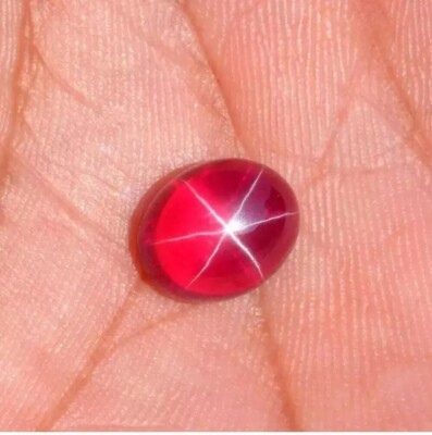 8.98 Ct Certified Natural FL Red Star Ruby 6 Rays Oval Cabochon Loose Gemstone