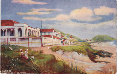 PC BRASILIEN, SANTOS, GUARUJA, PRAJA DE BANHOS, alte Postkarte (b42746)