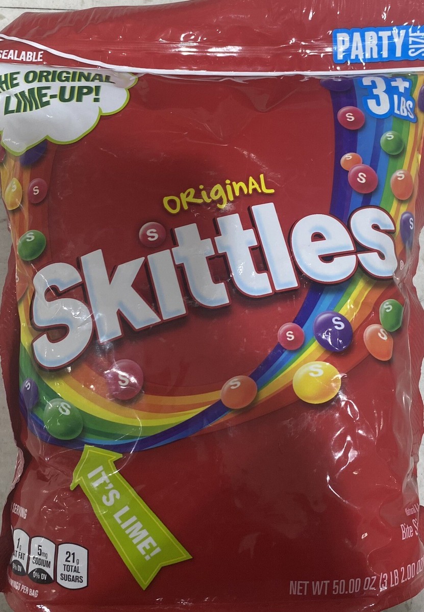 Skittles Original Chewy Candy Party Size Resealable Bag 50 oz Lime