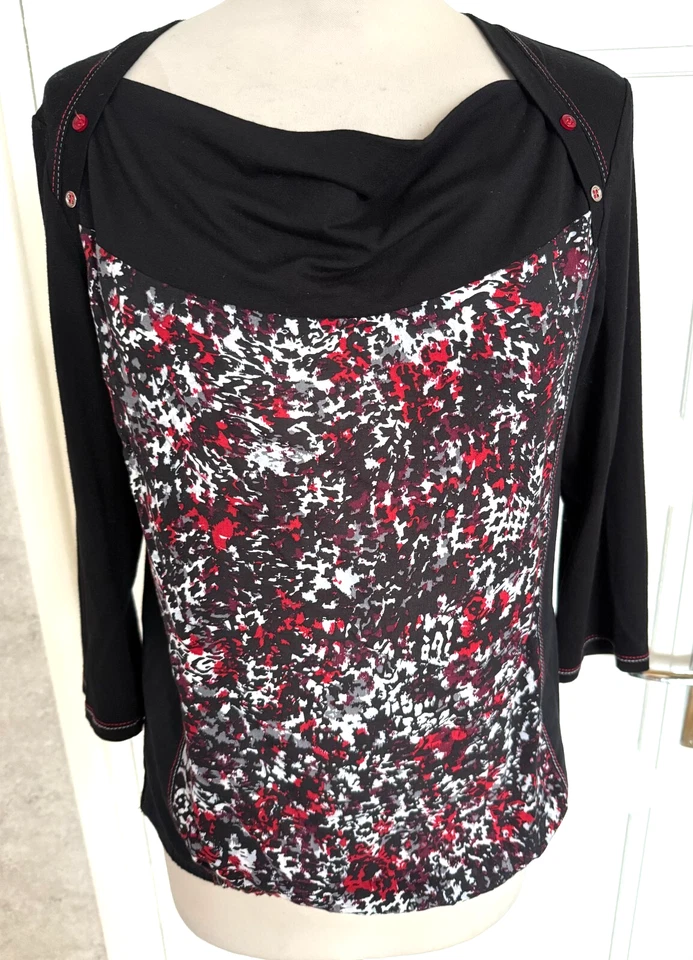 HAUT FLUIDE NOIRE+IMPRIME DEVANT CHRISTINE LAURE TAILLE 1/38 COM9 - Photo 2/4