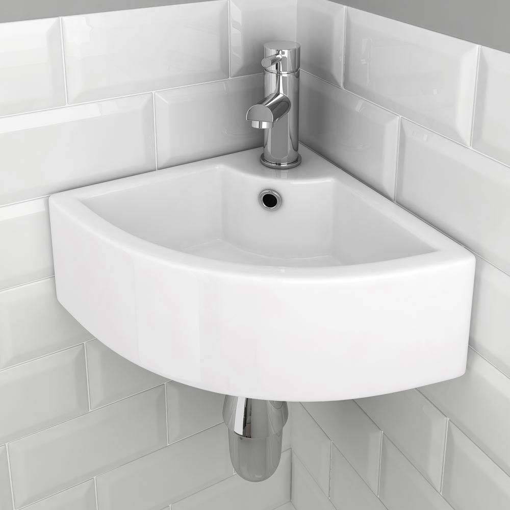 Vroma Corner Basin Sink Bathroom Cloakroom Wall Corner Ceramic Wall Hung Ebay