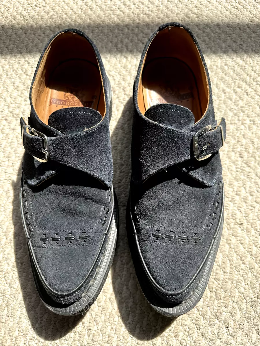 George Cox Shoes Mens Monk Suede Navy Blue