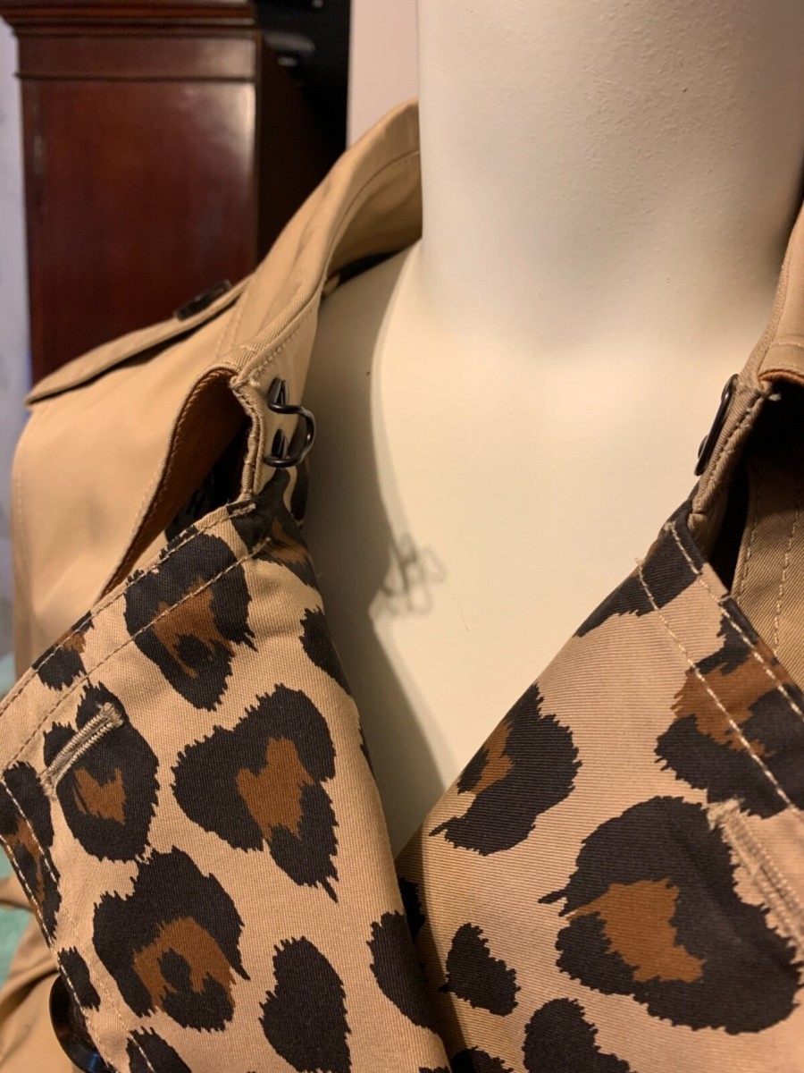 New COACH Short Trench Tan Leopard Coat Size S | eBay