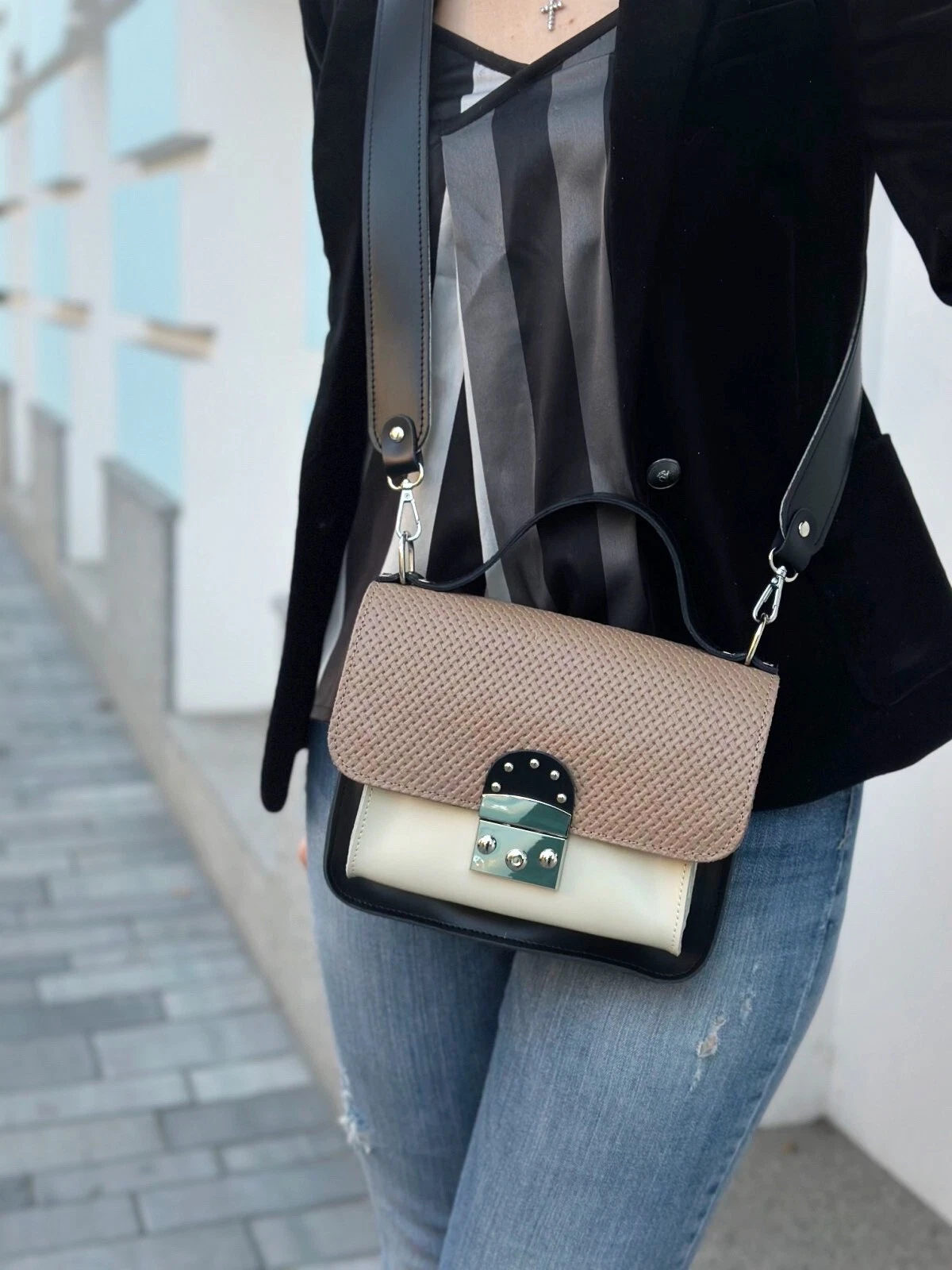 COACH Borsa donna a tracolla VERA PELLE borsetta bianca tracolla