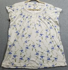 NEW Body Touch Pajama Top Women’s Small S Floral Short Sleeve Sleepwear Soft Tee