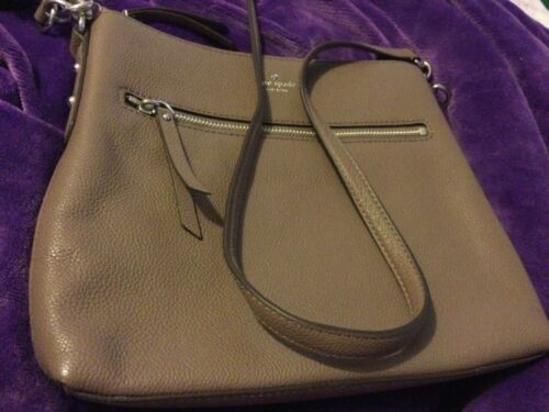 KATE SPADE Leather Shellie Larchmont Ave Taupe Shoulder Handbag NWT $200+ Fr Gt - Picture 2 of 6