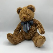 Melissa Doug Teddy Bear Plush Chestnut Brown Curly Fur Dapper Bow 12"
