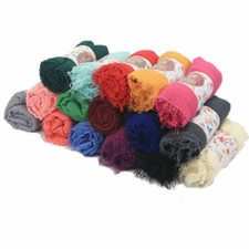 Womens Cotton Viscose Maxi Crinkle Cloud Hijab Scarf Shawl Islam Muslim Scarves