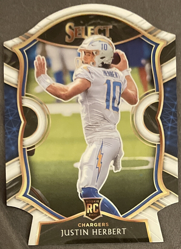 2020 Select Justin Herbert RC Concourse Level White Die-Cut Rookie Chargers ROY!