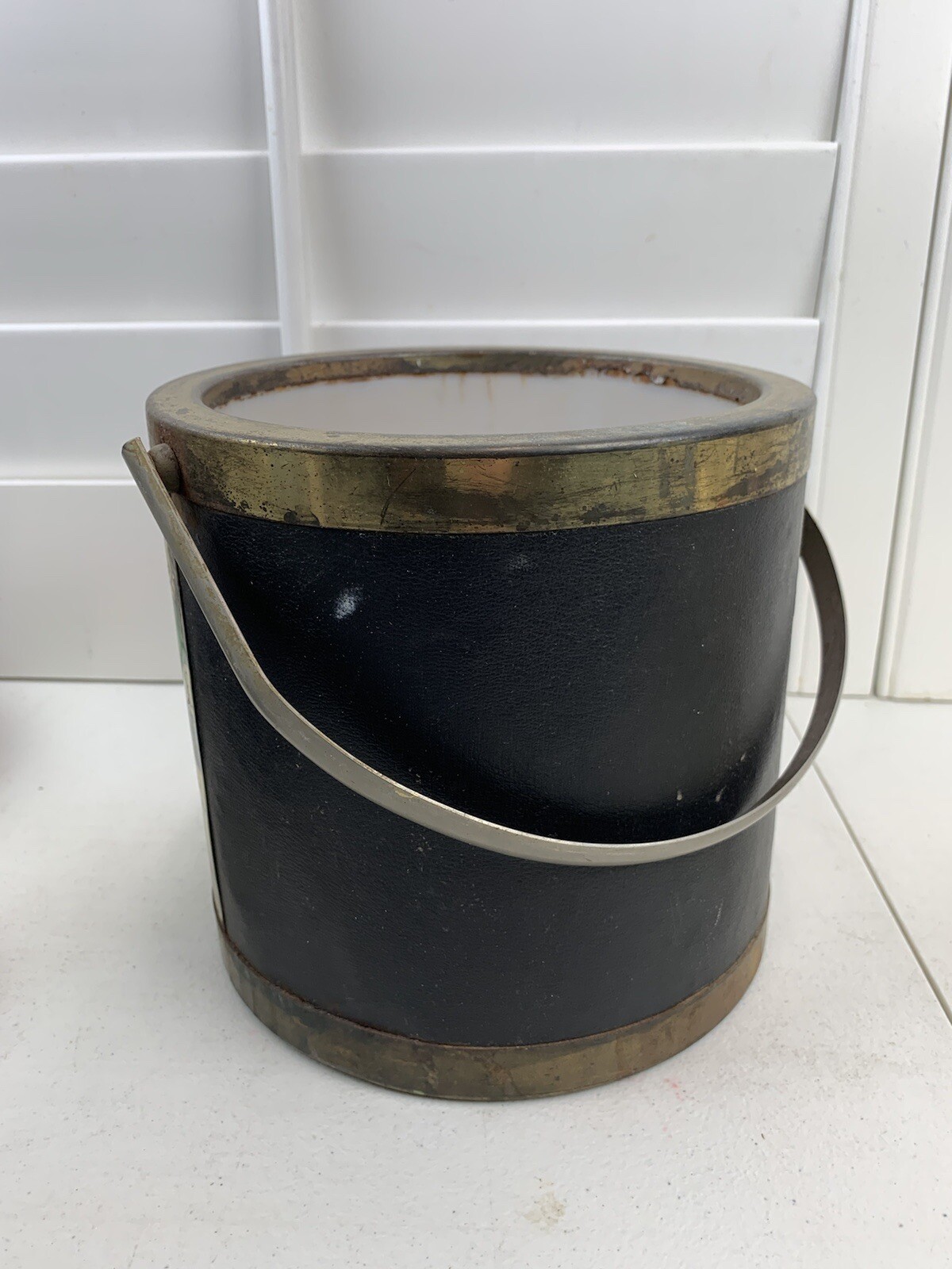 Vintage Ice Bucket Leather Back eBay