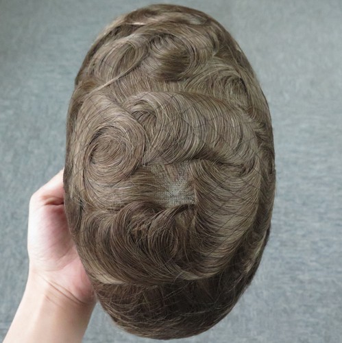 Mens Toupee Swiss Lace Remy Human Hair Systems Medium Blonde Hairpieces #18 - Picture 2 of 7