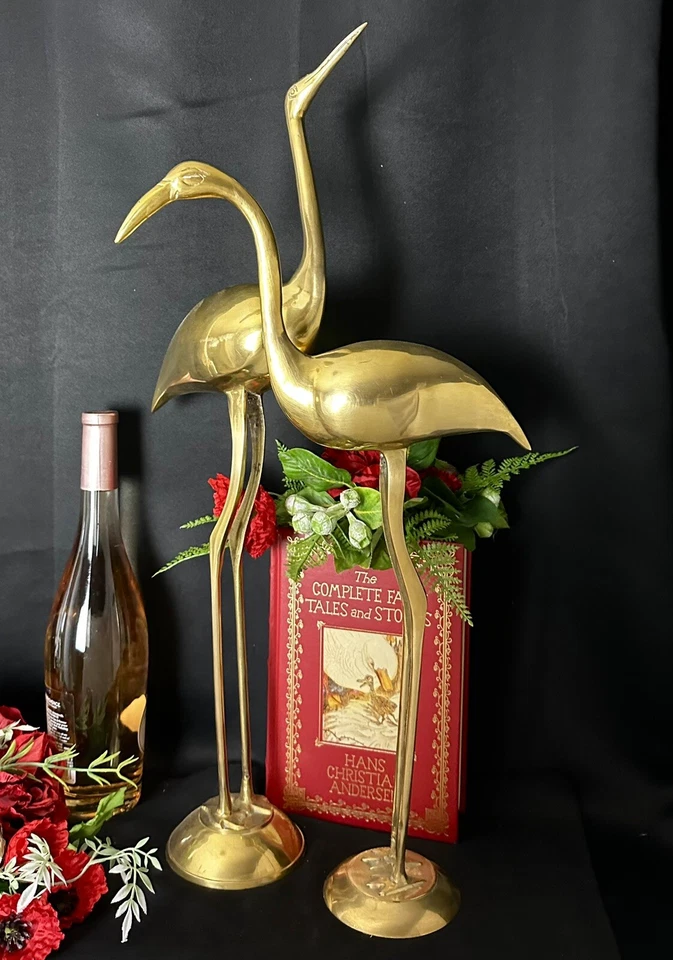 Estatuas de flamenco de latón MCM alto decorativo latón playa flamenco decoración 20"/24" Foto 4 de 4