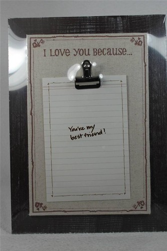 'I Love You Because' Decorative Frame With Clip For Notes-Pictures-Wall Art-NEW! - 第 1/1 張圖片