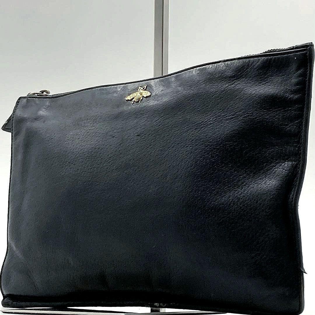 GUCCI Authentic Black Leather Clutch Bag G06081132