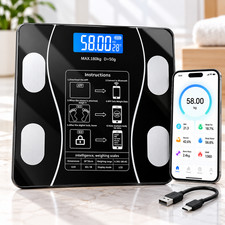 Smart Body Weight Scale Bluetooth Digital Bathroom BMI Body Fat USB Rechargeable