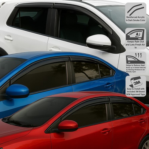 Out Channel Vent Shade Window Visors Rain Guard For Buick Envision 16-20 4pcs - Picture 3 of 7