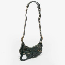 Balenciaga Le Cagole XS Dark Green Croc Embossed Leather Bag - New w/Auth Card