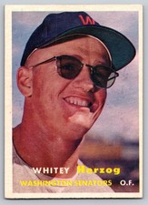 1957 Topps #29 Whitey Herzog - Excellent Condition - Washington Nationals - FBD