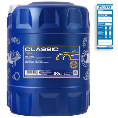 20L Mannol Classic 10W-40 Motorenöl ACEA A3/B4 Motoröl 10W40 für MB VW RENAULT