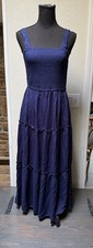 Shein Navy Blue Smocked Summer Maxi Dress - Size Large Sundress Vacation Beach