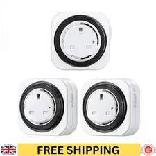 24 Hour Plug In Socket Timer Switch Jewenwils Programmable Mechanical 3 Pack New