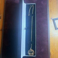 9 Carat Gold Zodiac Libra Pendant + Chain Necklace Hallmarked Chester 1901 3.1g