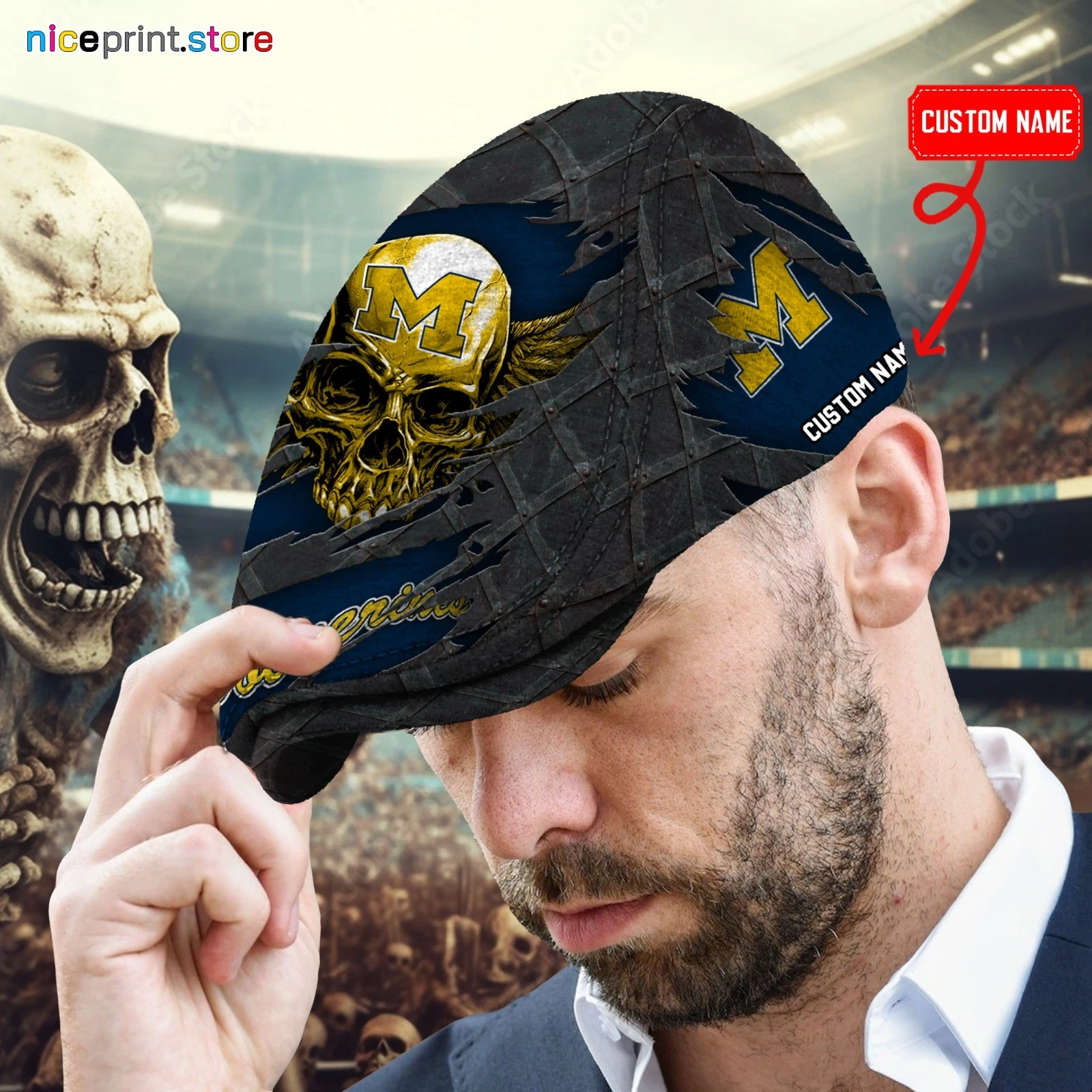 Michigan Team Wolverines Jeff Cap Driver Cap Golf Cap NCAA Flat Cap
