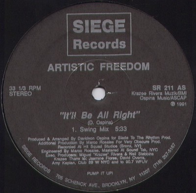 Artistic Freedom - It'll Be All Right (12'')
