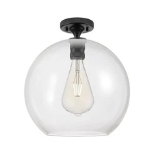 Innovations Lighting 434-1F-10-12 Crown Point Flush Globe Crown - Black