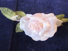Vintage Millinery Flower 3 1/2" Peachy Pink Rose w/ Bud Artificial Blossom C28