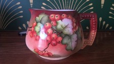ATQ Art Nouveau J.P. Limoges Hand-Painted Berries Leaves Porcelain Pitcher MINT!