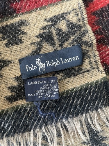 Sciarpa collo vintage Polo Ralph Lauren lana di agnello sud-occidentale Scozia azteca LEGGI! - Foto 2 di 7