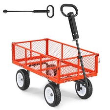 Uimoso Heavy Duty Steel Garden Cart,900lbs Capacity,Red Utility Wagon with Tires