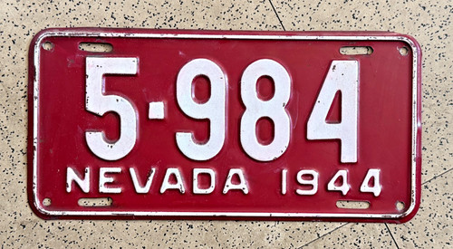 1944 NEVADA license plate – ALL ORIGINAL – VERY SHARP vintage antique car tag