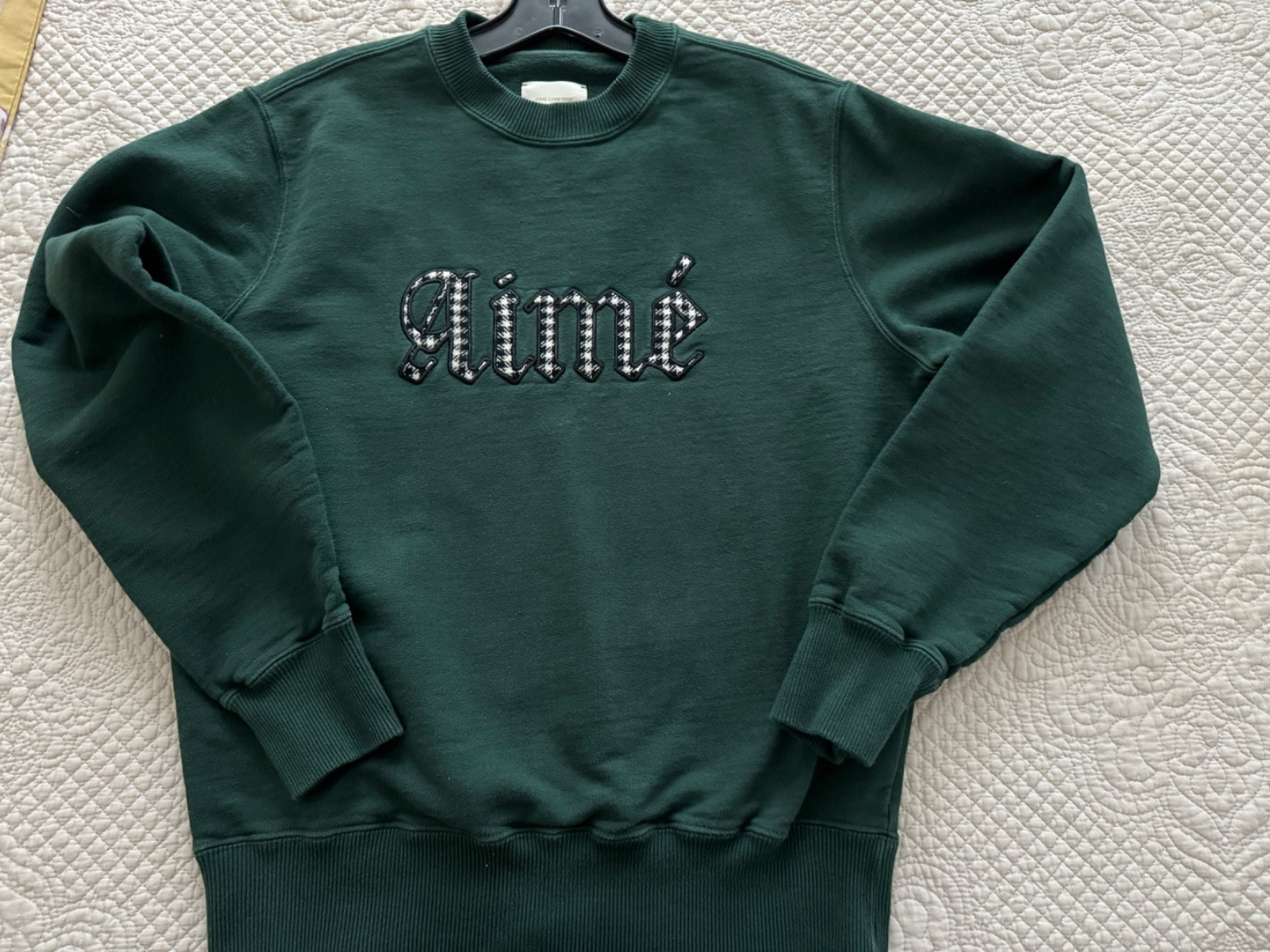 Aime Leon Dore ALD Houndstooth Appliqué Logo Crewneck Sweatshirt Green Size XS