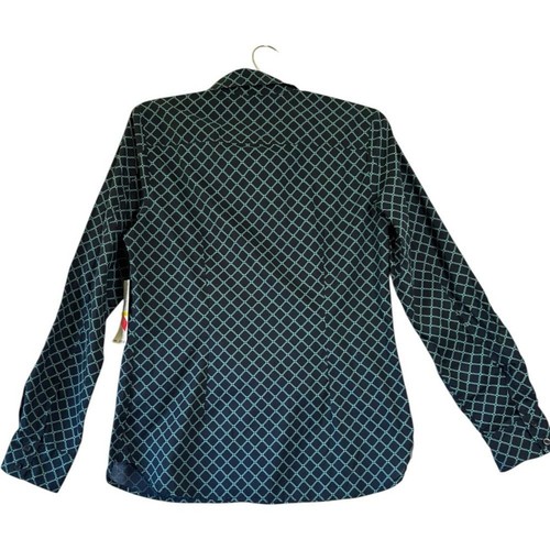 NWT Tommy Hilfiger Navy Checkered floral button Down Roll Tab Shirt sz M preppy - Picture 7 of 8