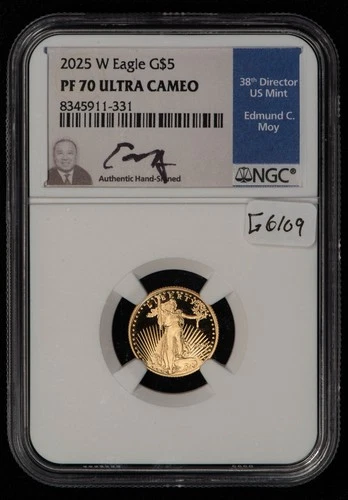 2025-W G$5 1/10 oz Gold American Eagle - Edmund Moy - NGC PF 70 UC - SKU-G6109