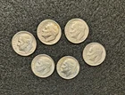 LOT OF 6 - ROOSEVELT DIMES 90% SILVER. 1946, 1959, 1961, 1964