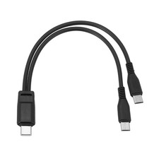 2 in 1 Charging Cable, USB Type C Male to 2 Dual Micro USB Male, 0.2m, Black