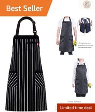 Versatile Bib Apron for Cooking Serving - 32" x 28" - Stylish Pinstripe Design