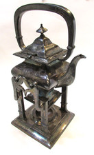 Old Art Nouveau Victor Silver Company Antique Teapot w Matching Warm Pour Stand