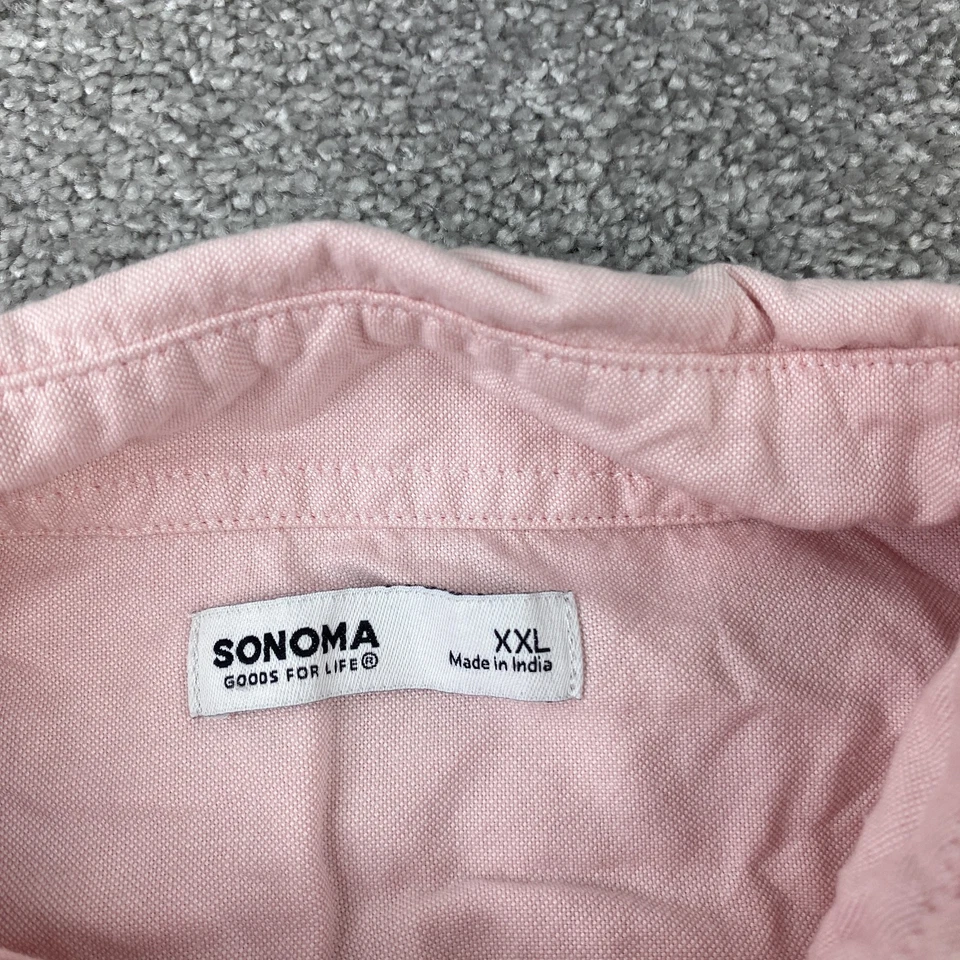 Camisa Sonoma Abotonada Para Hombre XXL Rosa Manga Corta Informal Algodón Foto 4 de 4