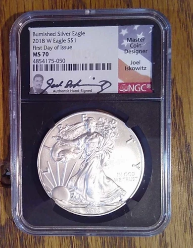 2018-W BU American Silver Eagle .999 Silver NGC MS70 Iskowitz Auto (050)