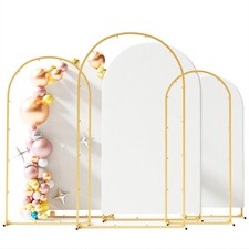 Set of 3 Metal Arch Backdrop Stand with Cover Set, 7.2FT, 6.6FT, 6FT Wedding...