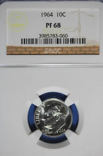 1964 NGC 10C PF68 ROOSEVELT DIME #B50824
